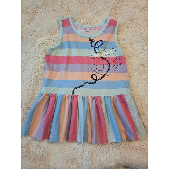 Nautica Girls Stiped Peplum Top size 12 Nautical Anchor Rope - Picture 1 of 4